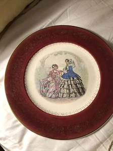 Vintage Imperial Salem 10 3/4” China Plate Victorian Ladies 23K Gold Details - Picture 1 of 4