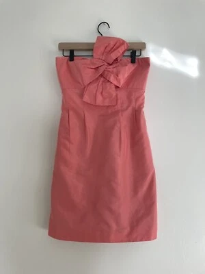 J. Vestido sin tirantes Crew Bow Monde seda para mujer 4 coral rosa nupcial formal Foto 1 de 4