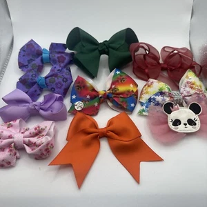 10 Piece Girls Hair Bow Lot With Cute Panda Bow - Picture 1 of 16