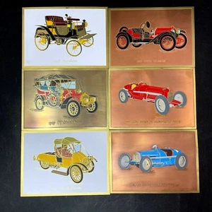 Vintage Classic Cars Trains Art 4" x 6" Stamped Metal Signs See Variations Rare - Picture 1 of 84