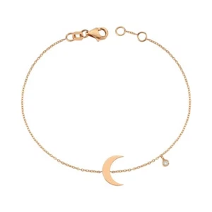 Lab-Created CVD Diamond Half Moon Bracelet For Women's In Solid 10K Rose Gold - Picture 1 of 5
