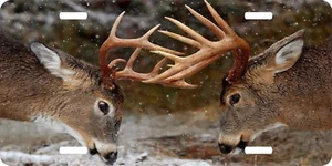 Deer Buck Doe Fighting Hunting White Tail Gun Bow License Plate Car Truck Tag  - Picture 1 of 1