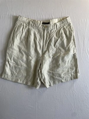 Pantalones Cortos Banana Republic 36x7.5" Caqui 100% Lino Plisados Vintage Clásicos Para Hombre Foto 1 de 4