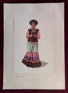 Yi people . Woman in traditional clothes. Old Print Art. China. 彝族(四川大凉山) - Bild 1 von 5