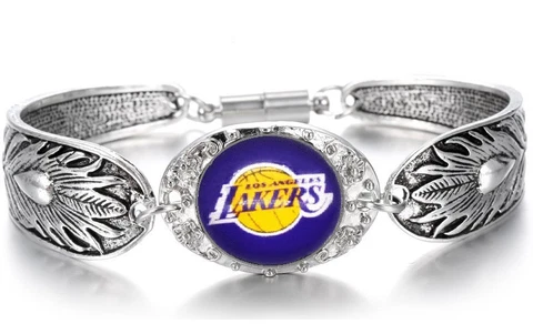 Los Angeles LA Lakers Womens Sterling Silver Fan Bracelet Jewelry Gift D3 Cover
