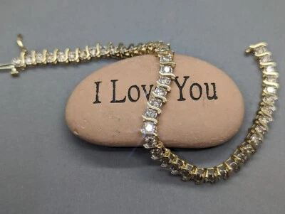 Brazalete de tenis de oro macizo de 14K - Diamantes de champán de luz natural de 4,5 quilates 7,75 pulgadas Foto 1 de 4