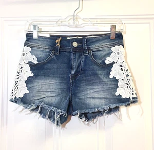 Pantalones cortos Indigo Rein talla 1 nuevos con etiquetas aplique de corte dobladillo deshilachado elástico hippie boho - Imagen 1 de 13