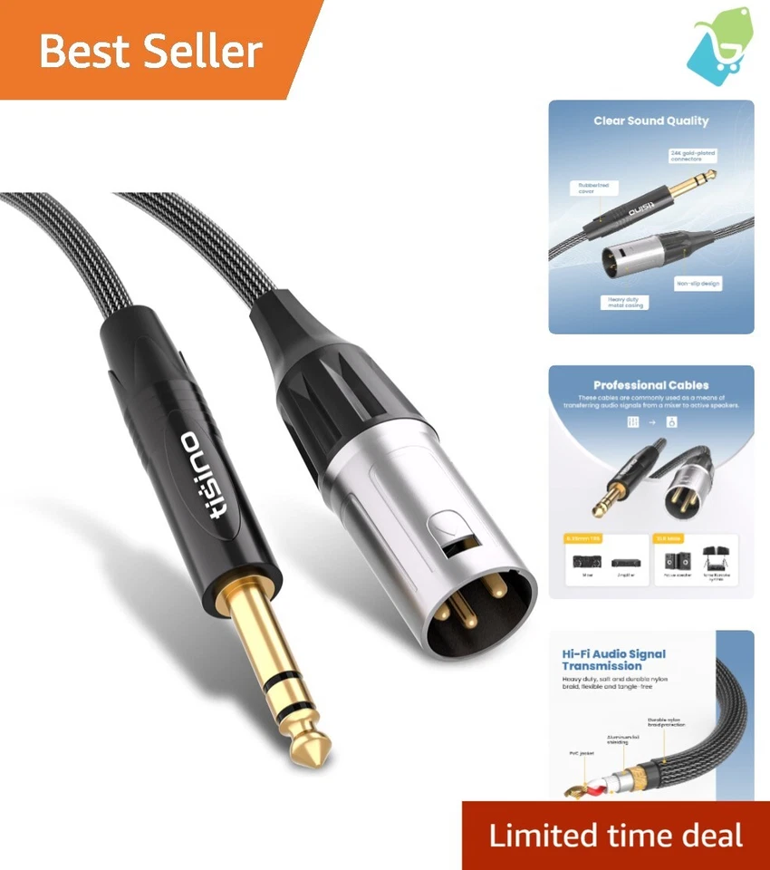 Balanced 1/4" TRS to XLR Male Cable - Gold-Plated for Superior Audio Quality - Image 1 of 4