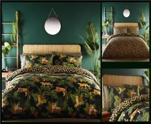 Duvet Sets Jungle Palm Leaf Quilt Cover Tiger Cheetah Leopard Print Bedding - Picture 1 of 12