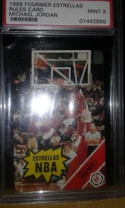 1988 FOURNIER ESTRELLAS LATIN ROOKIE CARD MICHAEL JORDAN PSA 9 RARE - Picture 1 of 2