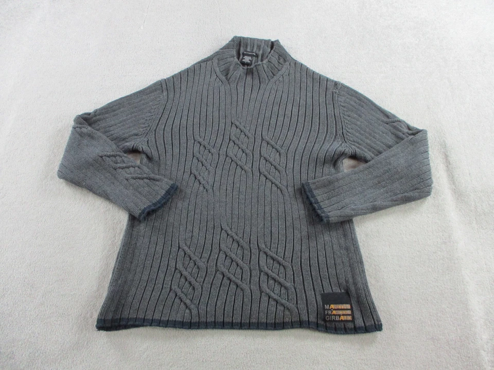 Suéter Girbaud Para Hombres Grande Gris Pesado Tejido con Cable Hip Hop Y2K De Colección Foto 1 de 4