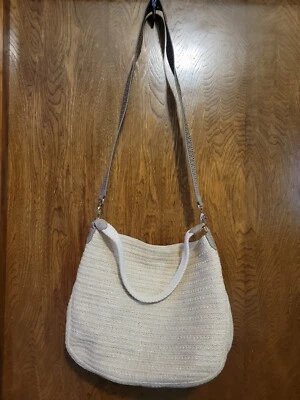 Bolso Hobo Stella And Dot Ellie Retirado Metálico/Paja Bandolera Correa 2 Vías Foto 1 de 4