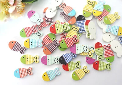 10x Knopf Fische 25mm maritim Kinderknöpfe Kinder Baby Jungen Fisch Knöpfe bunt - Bild 1 von 2