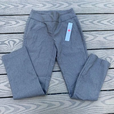 NUEVO CON ETIQUETAS Tribal Talla 0 Cuadros Cintura Alta Pull On Pantalones Tejido Pantalones Ajustados Rectos Foto 1 de 4