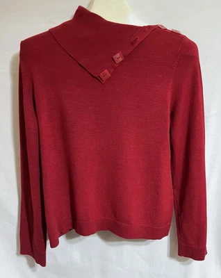 Женский большой ложный шеи положить кнопка акцент свитер красный винтажный 80-х ретро R - Изображение 1 из 4