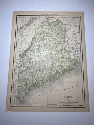 Mapa Estatal MAINE "Verde" 1898/1911 fm 1912 Nuevo Atlas Censo VER DESCRIPCIÓN Foto 1 de 3