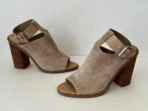 Marc Fisher Vashi hellbraune Wildleder-Sandalen mit Knöchelriemen Blockabsatz ~ Damengröße 11M - Bild 1 von 17