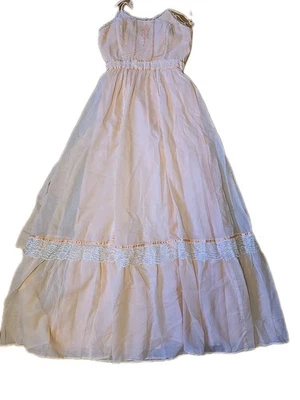 Vestido Gunne Sax años 70 corsé sin mangas maxi talla 9 color melocotón bordado Foto 1 de 4