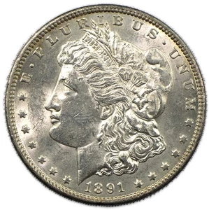 1891-CC Carson City Morgan Silber Dollar 1 $ Stempelglanz Stempelglanz + - Bild 1 von 2