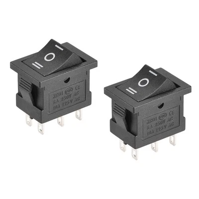 Mini Bateau Interrupteur Bascule 6Broche ON/OFF/ON AC 250V/6A 125V/10A 2Pcs - Photo 1/4