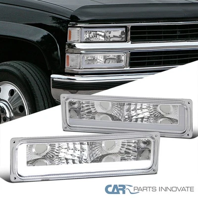 Fits 88-98 Chevy Silverado GMC C10 C/K Pickup Bumper Lights Signal Lamps LED Bar - Image 1 of 4