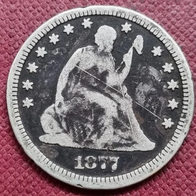 1877 CC Seated Liberty Quarter 25c Better Grade F - VF Details #96103 - Image 1 of 2