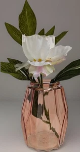 Vaso vetro DPS marca diamante vintage depressione pesca/rosa design geometrico 6" - Foto 1 di 8