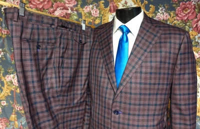Traje a cuadros Suitscribe de 3 piezas ajustado con ventana 42R a medida Foto 1 de 4