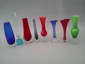 MCM  60's  VINTAGE GLASS VASES job lot - Picture 1 of 13