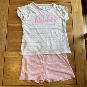 Girls George Pink Short Sleeved Striped Spotty Pyjamas - Age 9-10 Years - Picture 1 of 5