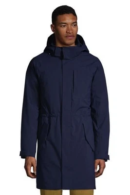 NUEVO Abrigo de cercanías aislado Lands' End para hombre chaqueta impermeable azul marino radiante Foto 1 de 4