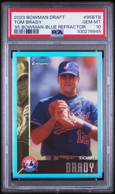 Tarjeta de novato Bowman Draft 2023 Tom Brady 1995 Bowman Blue Refractor/150 PSA 10 Foto 1 de 2
