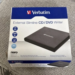 Verbatim 98938 External Slimline CD/DVD Writer USB 2.0 - Black, Power Cord - Afbeelding 1 van 6