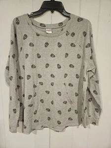 No Boundaries Gray Skull Sweatshirt Juniors XXL Pockets Lightweight Goth Grunge - Picture 1 of 5