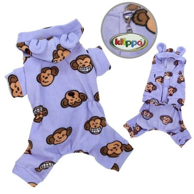 Пижама и боди для собаки из флиса Klippo Pet KBD024MZ Adorable Silly Monkey с... - Изображение 1 из 1