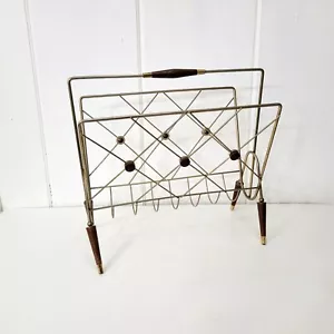 Mid Century Modern Wire and Teak Magazine Rack - Picture 1 of 6