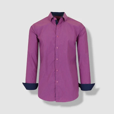 Galaxy by Harvic Men's Pink Striped Collared Button-Up Dress Shirt Size XL - Image 1 of 2