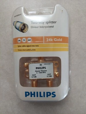 Philips Two-Way 24k Gold Plated Connector Splitter SWV3020W/17 1000 MHz - Image 1 of 2