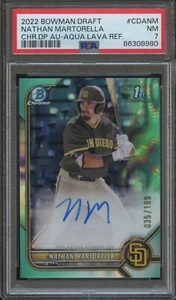 PSA 7 2022 1st BOWMAN DRAFT CHROME AQUA LAVA REFRACTOR NATHAN MARTORELLA RC/199 - Picture 1 of 2