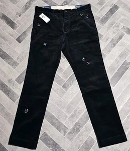 Ralph Lauren Polo Herren Stretch schmale Passform Skifahrer Cord Hose schwarz Gr. 35X32" $ 198 - Bild 1 von 12