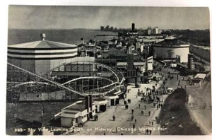 Roller Coaster on Midway at 1933 Chicago Worlds Fair Real Photo Postcard RPPC - Picture 1 of 1