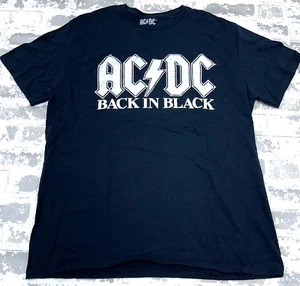 ACDC Shirt Men XL Black White Tee Band Tour Back In Black Concert Retro Adult - Picture 1 of 7