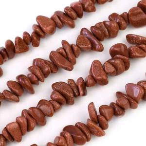 Goldstone Chip Perlen 32"" Strang 5 ~ 8 mm Sandstein Schmuckherstellung Schüttgut lose - Bild 1 von 3