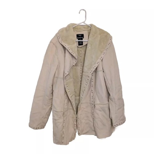 Dennis Basso Coach crema finta pelle scamosciata pelliccia taglia 1X dettagli punto STO