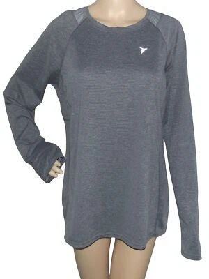 Camisa Activa Antigua Azul Marino Grande Gris Carbón Manga Larga Piezas Malla Ropa Activa Crew Foto 1 de 4