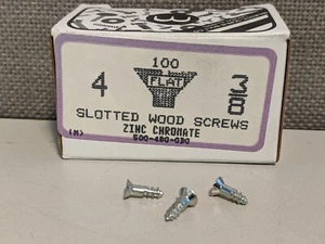 #4 X 3/8" Flat head Slotted Wood Screws 100 Each - Picture 1 of 1