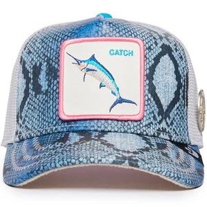 Goorin Bros Animal Farm Trucker Baseball Hat Cap Catch Fish Nada Surf 55.0 Blue - Picture 1 of 7