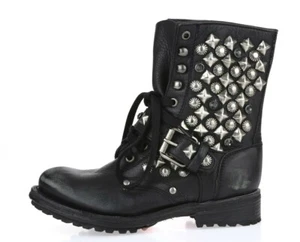 Mujer ASH 204124 Cuero Negro Urbano Cuero Picos Botas Cortas Talla. 36 ¡NUEVO! - Imagen 1 de 6