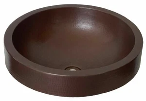 CPS16 18" Round Skirted Semi-Recessed Vessel Copper Bathroom Sink Brown - Picture 1 of 9