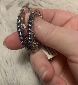 Tanzanite CZ Hoop Earrings - Picture 1 of 3